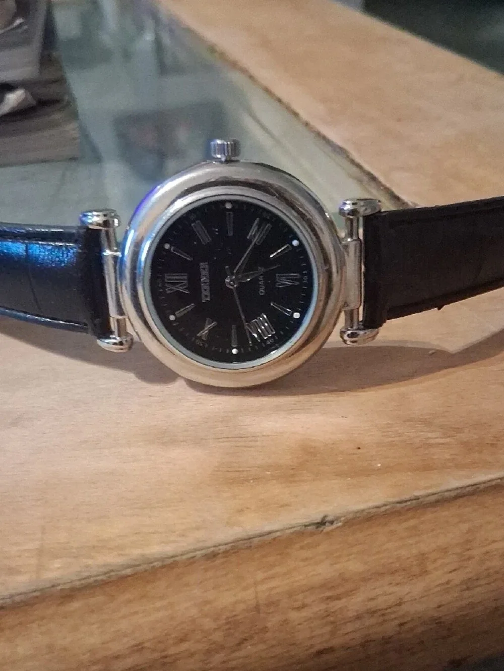 Bijoux Terner Black and Silver Women's Round Quartz Watch